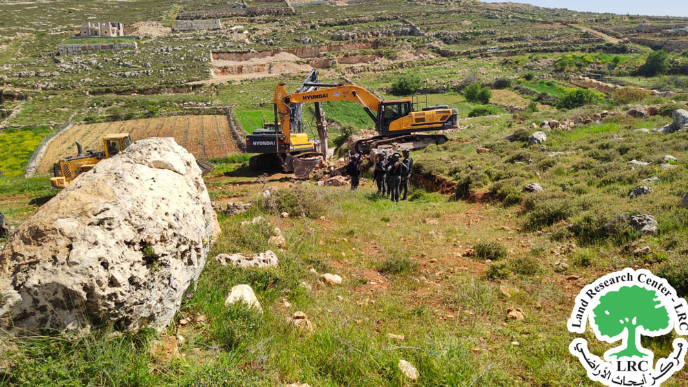 The Occupation forces ravage and uproot lands in Shuyukh Al-'Arrub / North Hebron | LRC