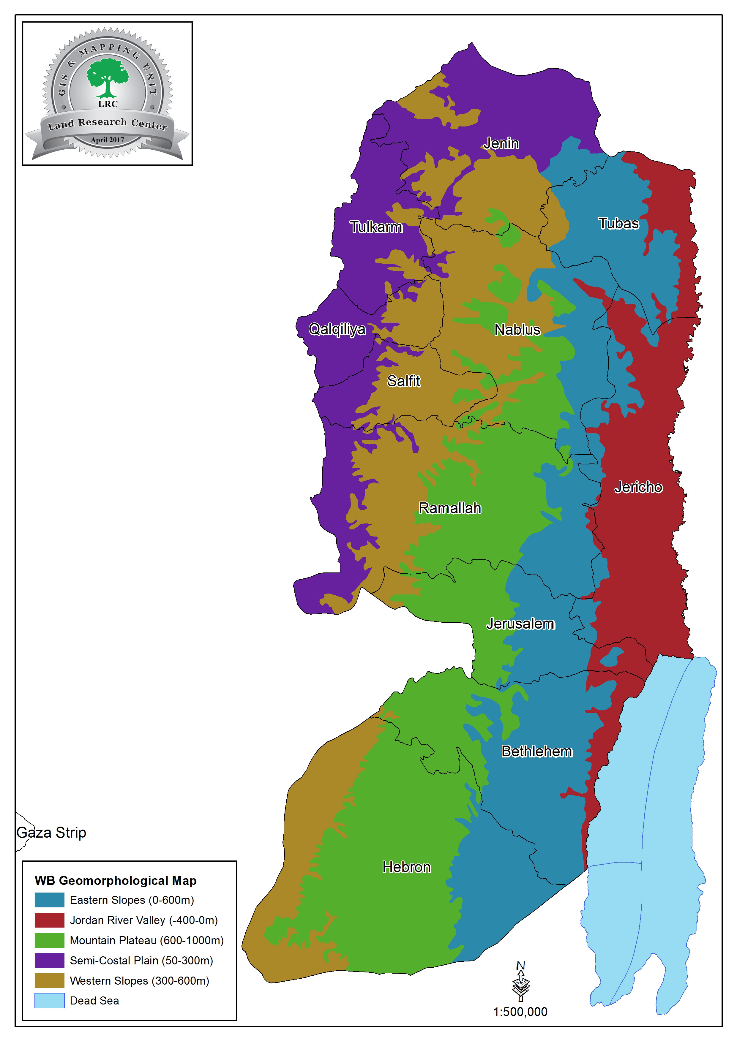 خارطة جيومورفولوجيا الضفة الغربية – نيسان 2017 م | LRC