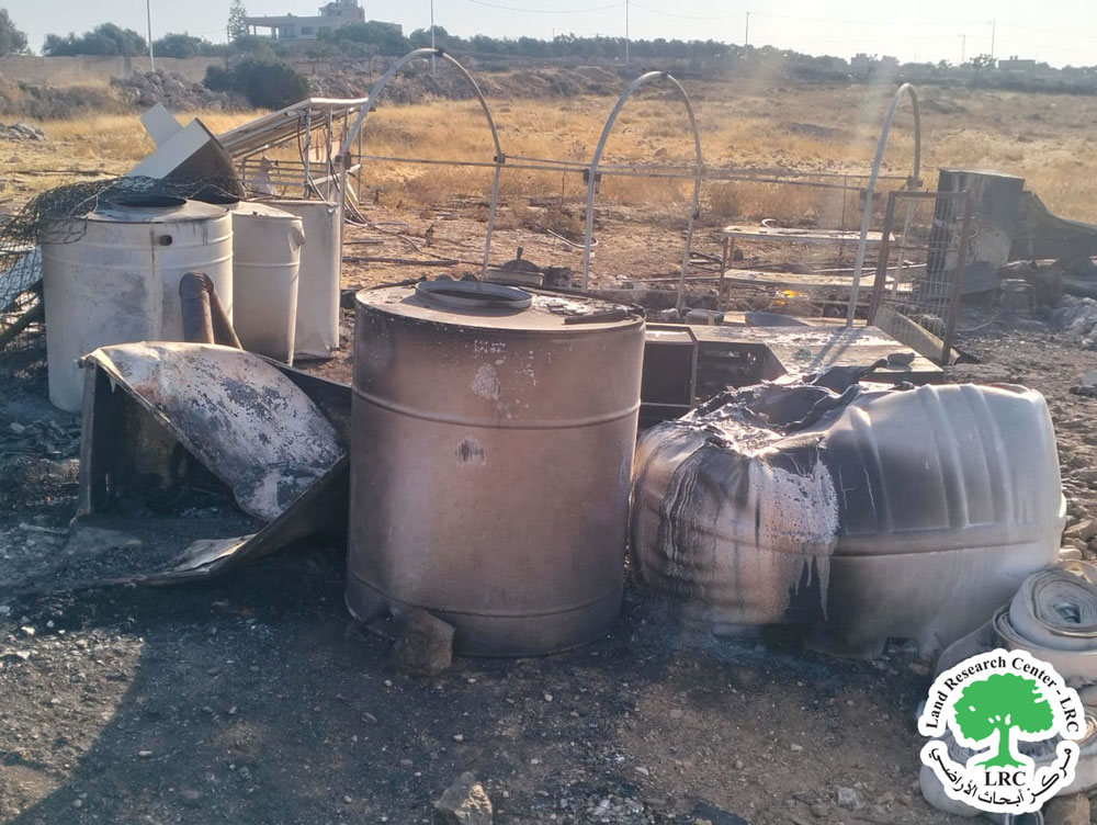 Settlers Burn Agricultural Properties and Animal Feeds in Deir Dibwan , North east Ramallah | LRC