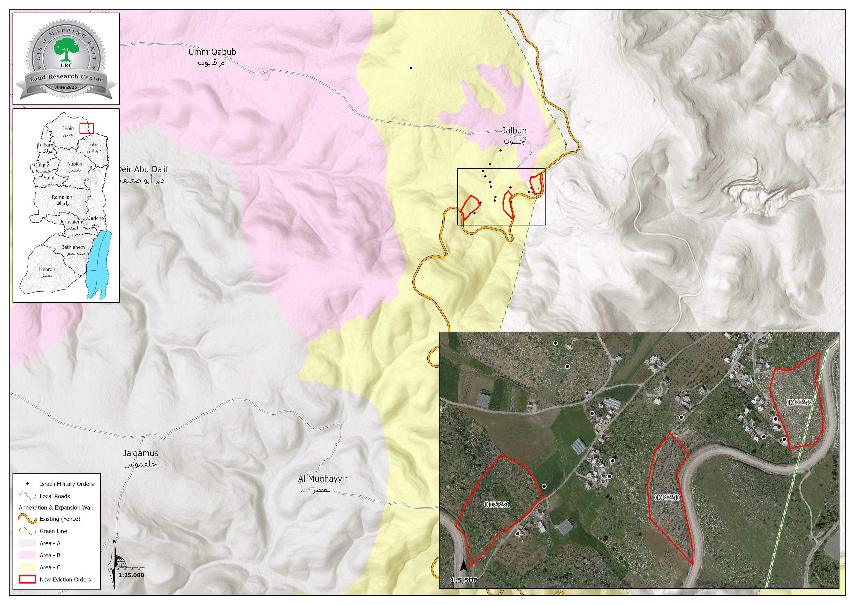 الاحتلال الإسرائيلي يخطر بإخلاء 83 دونم في قرية جلبون شرق مدينة جنين | LRC