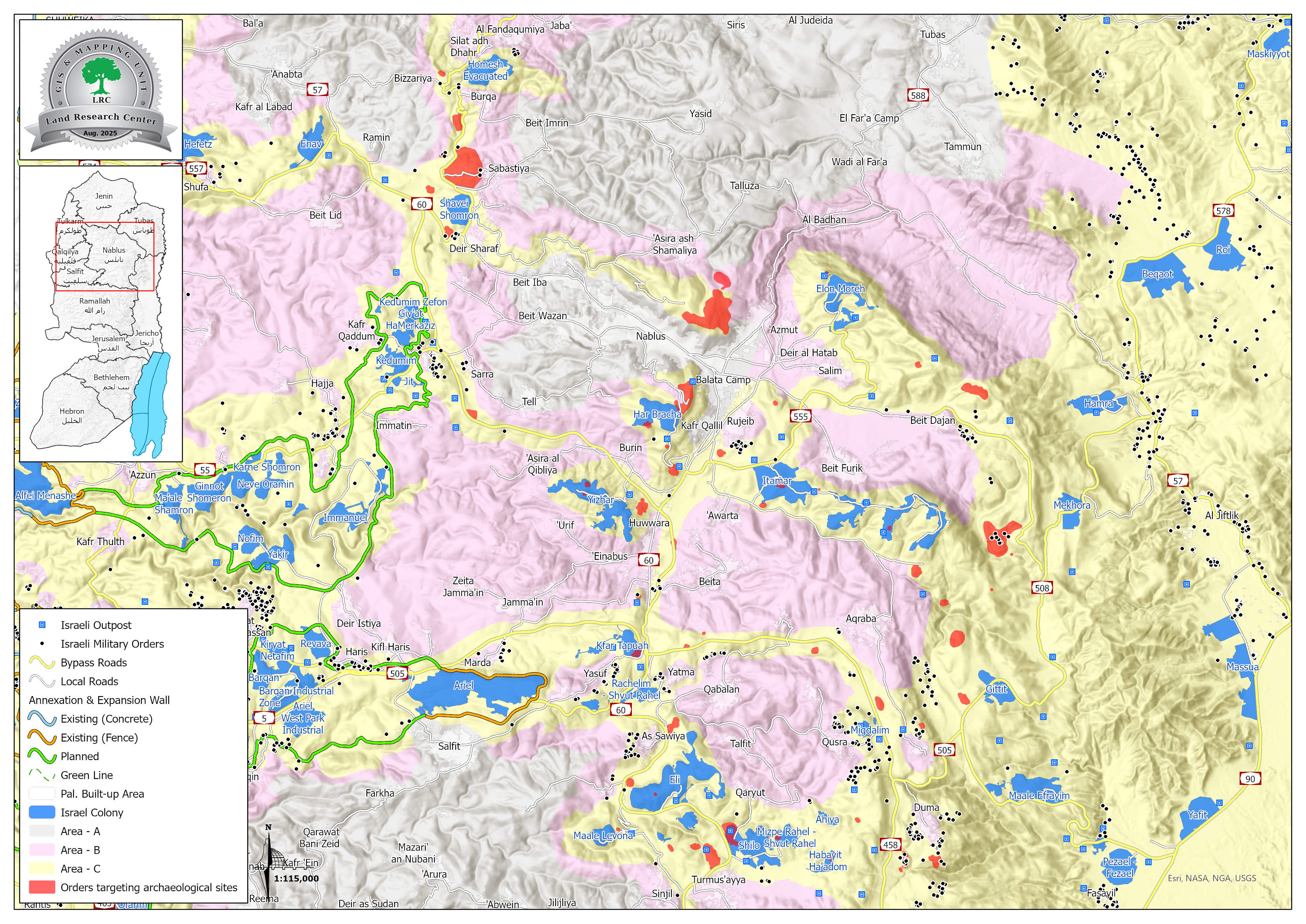 الاحتلال يضم 62 موقعاً أثرياً فلسطينياً كمواقع أثرية إسرائيلية من خلال أوامر عسكرية في محافظتي نابلس ورام الله | LRC