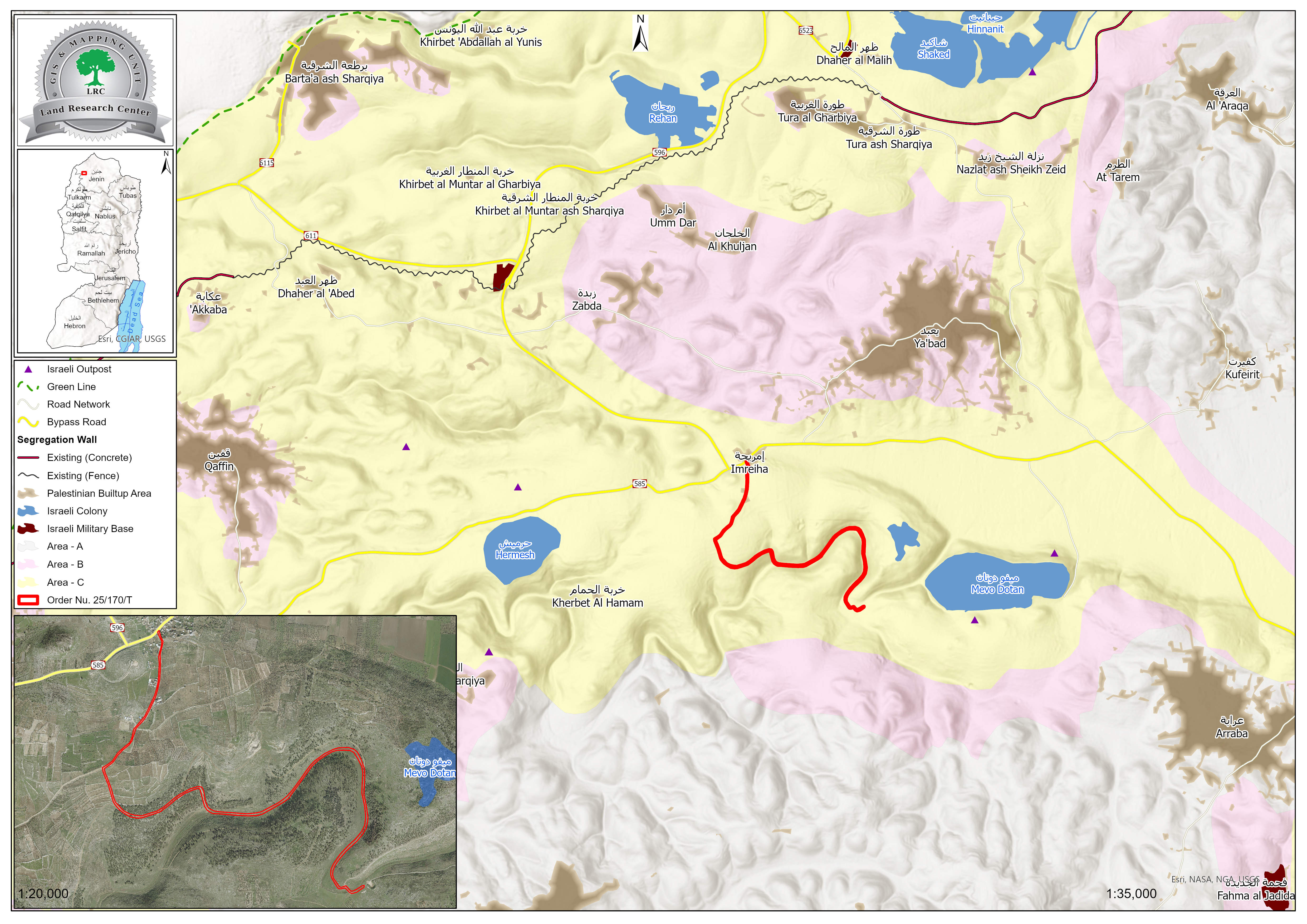 الاحتلال الإسرائيلي يصدر أمراً عسكرياً بمصادرة 17.3 دونم بهدف شق طريق عسكرية في بلدة يعبد غرب جنين | LRC